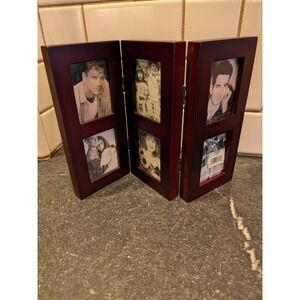 Fetco 6 Photo Wood Tabletop Accordion Frame Dark Red Display